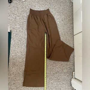 Brown Linen Wide-Leg Pants